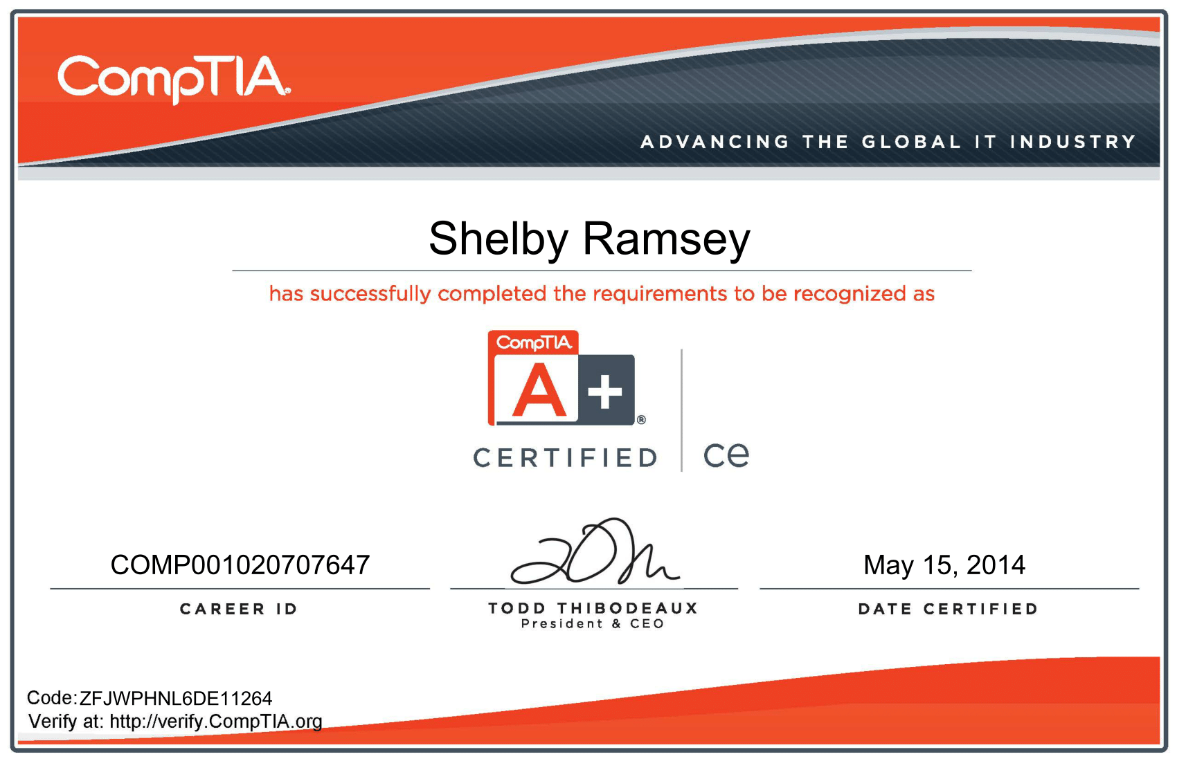 A plus certificate